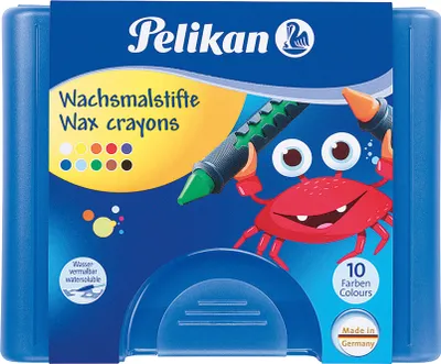 Produktbild von Pelikan Wachsmalstifte wasservermalbar Kunststoff-Etui mit 10 Stiften mit Schiebehülse und Schaber