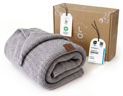 Produktbild von Baby Strickdecke, %100  Baumwolle, Atmungsaktiv, 80x100cm, Silber
