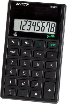 Zdjęcie produktu dla Genie 105 ECO, Kieszeń, Podstawowy kalkulator, 8 cyfr(y), Słoneczny, Czarny