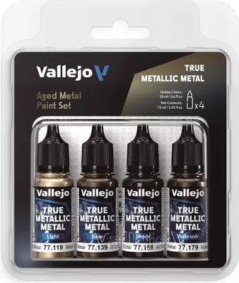 Imagen del producto de Vallejo True Metallic Metal Set Metal Envejecido 4 Frascos