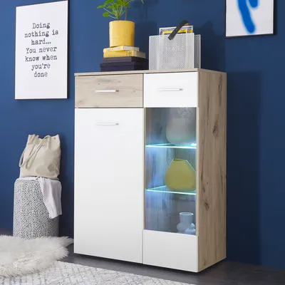 Produktbild von Vitrine BZ5095 halbhoher Schrank in Viking Eiche und weiß