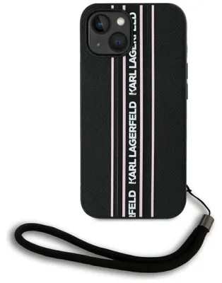 Obrázek produktu pro Karl Lagerfeld Saffiano Athleisure Stripes Cord Apple iPhone 15 černá-růžová