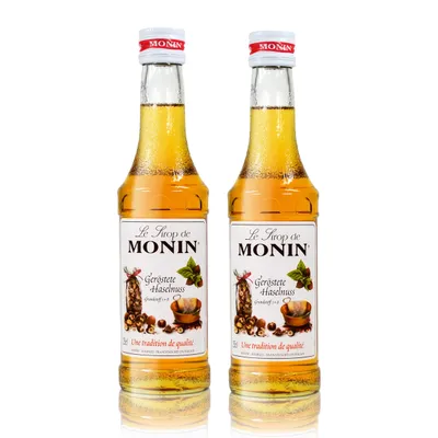 Produktbild von 2x Monin Geröstete Haselnuss Sirup, 250 ml Flasche - für Cocktails, zum Kaffee