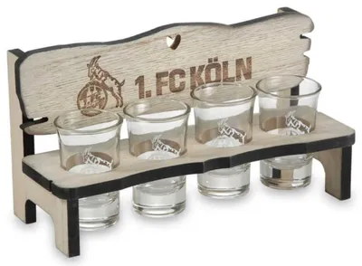 Schnapsbank mit 4 Schnapsgläsern, Glas & Holz, 4 cl