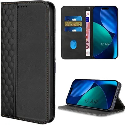 Image de Coque pour iPhone Air, Cuir Synthétique Antichoc Anti-Rayures Flip Case Motif Mosaïque Noir