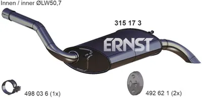 Produktbild von ERNST 315173 Endschalldämpfer für FORD FOCUS III Auspuff