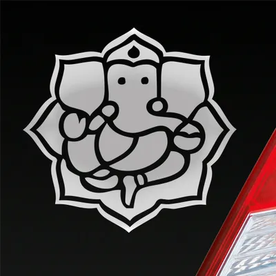 Produktbild von Auto Aufkleber Buddhismus Elefant Ganesha Buddha Asien 10x10 cm Silber Sticker Heckscheibenaufkleber