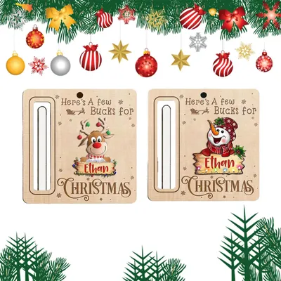 Holz-Geldhalter Weihnachten 2er-Set 10x10 cm