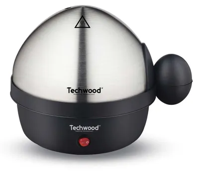 Zdjęcie produktu dla Jajowar Techwood TO-007, 350 W, Do 7 gotowanych jajek, Funkcja smażenia do 4 jajek, Alarm, Czarny/stal nierdzewna