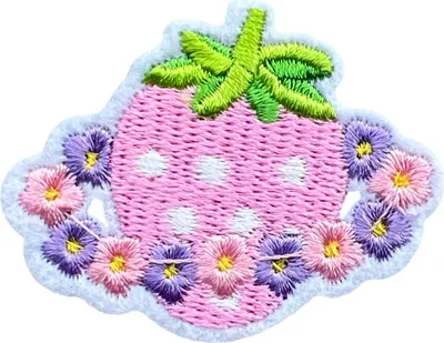 Produktbild von Erdbeer-Erdbeeren-Aufnäher zum Aufbügeln, rosa