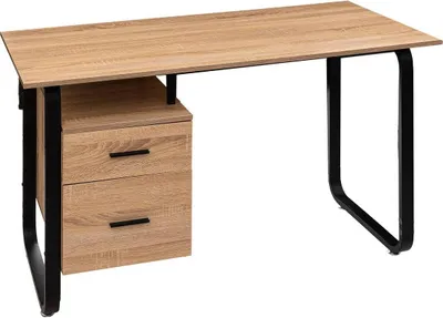 Zdjęcie produktu dla Biurko 2 szuflady efekt drewna i metal Five