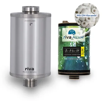 Produktbild von rivaALVA Skin & Hair EM SLIM Duschfilter | Blockaktivkohlefilter mit EM-Keramik