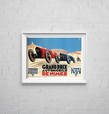 Produktbild von Poster - Canvas - Leinwand - 84,1 cm x 59,4 cm - Fotoposter - Leinwandkunst - Auto Racing de Nimes