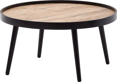 Produktbild von Couchtisch Rund 76x76x40 cm Schwarz Braun Sofatisch Modern, Runder Wohnzimmertisch Salontisch, Tisch Wohnzimmer Groß, Kaffeetisch Loungetisch