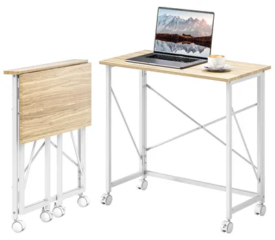 Obrázek produktu pro HOMCOM Skládací psací stůl Malý skládací psací stůl o délce 80 cm s kolečky