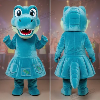 Image de Mascotte MASTICOT Dinosaure Parasaurolophus Bleu Velours