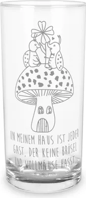 Produktbild von Mr. & Mrs. Panda Glas Marienkäfer Fliegenpilz 400 ml - Transparent - Geschenk, Fleigenpilzhaus, Cocktailglas, Wasserglas, Tumbler, Haus, Wohnung, Zuhause, Lustige Sprüche