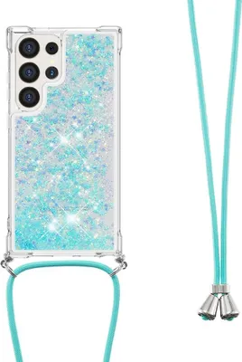 Produktbild von Samsung Galaxy S25 Ultra Hülle - Coverup Liquid Glitzer Back Cover mit Handykette - Hellblau