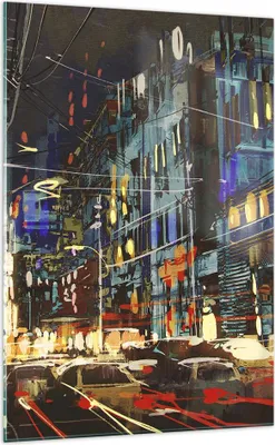 Produktbild von Bilder auf glas - Einteilig - Stadt Nacht Straße - 70x100cm - Glasbilder - Wandbilder - Bilder - zum Aufhängen bereit - Wanddekoration aus Glas - Glas Bilder - Wandbild auf Glas - GPA70x100-3787