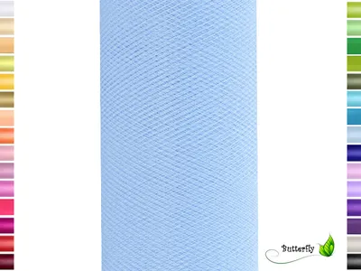 Produktbild von 9m Rolle Tüll 15cm, Farbauswahl:hellblau 311 / babyblau / zartblau