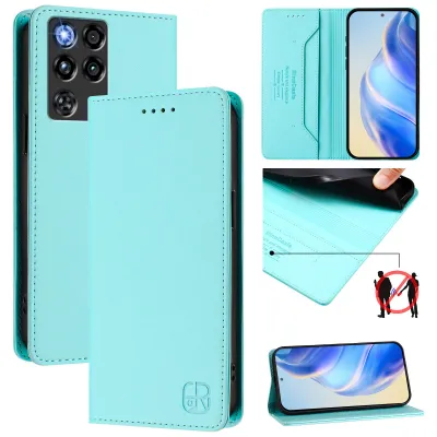 Produktbild von Lederhülle für ZTE nubia RedMagic 11 Pro Hülle Flip Brieftasche Kartenfächern Ständer Schutzhülle Türkis