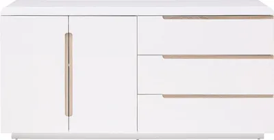 Produktbild von Kommode mit abschließbarem Schrank und 3 Schubladen - Weiß und natur - NURINI