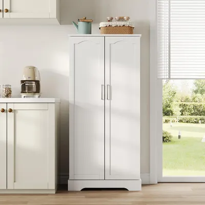 Produktbild von Sideboard mit LED-Sensorleuchte Höhenverstellbaren Einlegeböden Buffetschrank Küchenschrank 60×35×128cm Weiß