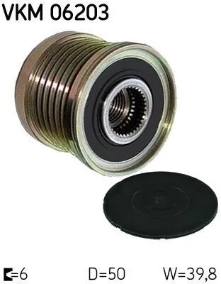 Produktbild von SKF Generatorfreilauf Riemenscheibe Lichtmaschine für NISSAN Qashqai / Qashqai +2 I (J10, NJ10) Ø50mm