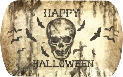 Produktbild von Happy Halloween Tablett mit Skull & Fledermäusen
