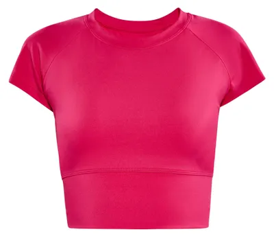 Produktbild von Damen Crop-Top in Rosa, Größe M/L, mit kurzen Ärmeln und Rundhalsausschnitt