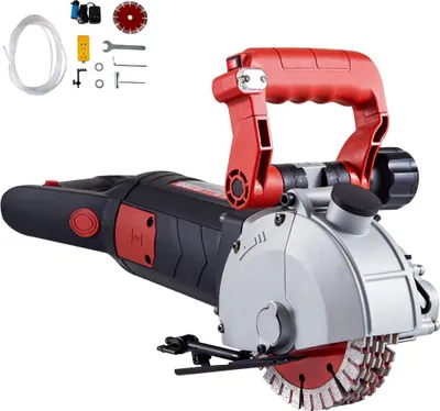 A wall chaser tool with accessories, presented on a white background.