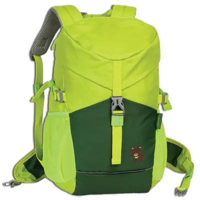 Produktbild von Go Green Fabrizio Kinderrucksack hellgrün, recycelt mit Netztaschen Polyester Bär D3ORI222L