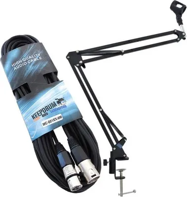Obrázok produktu pre mikrofónový stojan keepdrum NB35 stolový mikrofónny výložník so 6 m XLR káblom