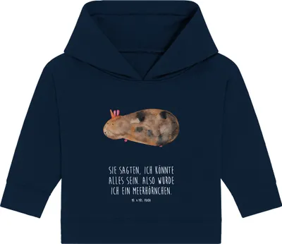 Produktbild von Mr. & Mrs. Panda Organic Baby Hoodie Einhorn Meerschweinchen 24. - 36. Monat - French Navy - Geschenk, Meerschwein, Kapuzensweatshirt, Unicorn, Meerhörnchen, Kapuzenshirt