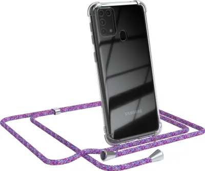 Produktbild von EAZY CASE Handykette kompatibel mit Samsung Galaxy M31, Handyhülle mit Umhängeband, Handykordel, Schutzhülle Clear, Band in Bunt