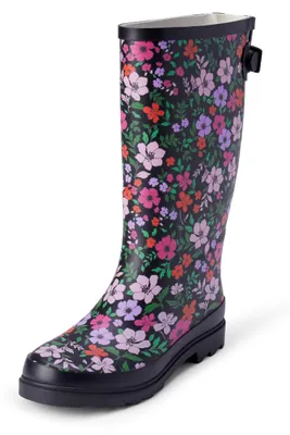 Productafbeelding van A. Essentials, waterdichte regenlaarzen voor dames, roze met bloemenprint, maat 35 EU