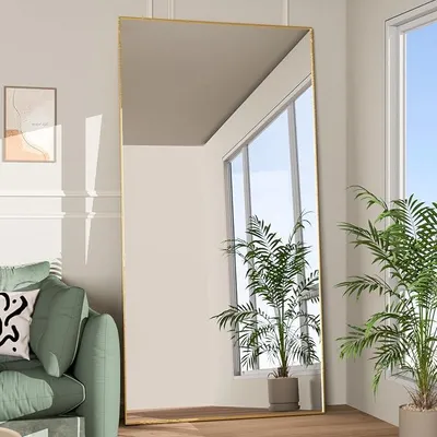 Produktbild von Ganzkörperspiegel 193 x 86 cm Bodenspiegel, großer schwarzer Spiegel, Rechteckiger Spiegel für Schlafzimmer, Wohnzimmer, zum Aufhängen oder Anlehnen an die Wand, Rahmen aus