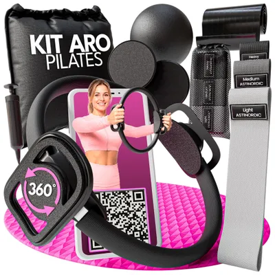 Zdjęcie produktu dla Zestaw do ćwiczeń Pilates w domu, 6 w 1, zawierający: koło Pilates, piłkę i gumy oporowe