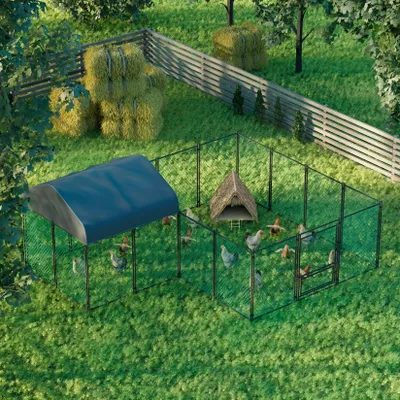 Produktbild von Hühnerstall - Hühnerhaus - Außenstall - Geflügelstall - Tierstall - 10 m² - Robustes Nylonnetz