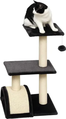 Image de PawHut Arbre à chat arbre à grimper griffoir pour chat hauteur 72 cm balle suspendue gris foncé