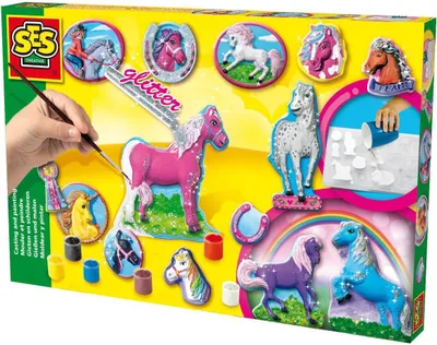 Produktbild von SES Creative 01155 Bastelset Fantasy Pferde Gips Gießen Bastelset, Guss-/Mal-Set für Kinder, 5 Jahr(e), Mehrfarbig