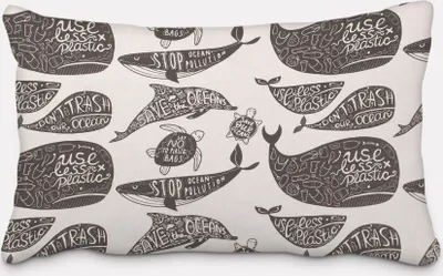 Produktbild von SCHÖNER LEBEN. Kissenhülle Save the Ocean Meerestiere schwarz weiß Größe 60x80cm (HxB) 60x80cm (HxB) Größe