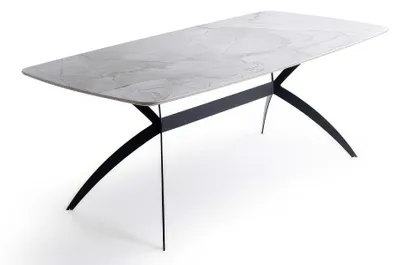 Productafbeelding van Eettafel, modern, grijs, marmerlook, design, metalen poten, keukentafel