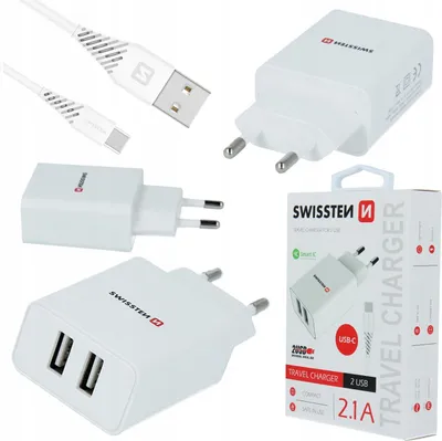Productafbeelding van Reisadapter met netadapter, 2 USB-poorten + USB-kabel / Type C, 1,2 meter