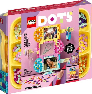 Produktbild von LEGO 41956 DOTS Eiscreme Bilderrahmen & Armband, DIY Bastelset