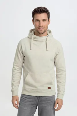 Zdjęcie produktu dla Bluza z kapturem męska Blend BHSales, model hoodie, z sznurkiem, kieszenią kangurką, ściągaczami i elementami identyfikującymi markę, wykonana z mieszanki bawełny, o regularnym kroju, Obraz wygenerowany przez AI