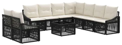 Immagine prodotto di vidaXL Set di divani da giardino 10 pezzi in polirattan nero