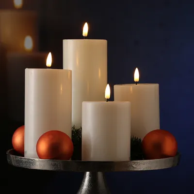 LED Kerzenset MIA - Echtwachs - 4 Größen - inkl. Batterien und Fernbedienung - creme - 4er Set