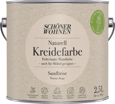 Produktbild von Schöner Wohnen Naturell Kreidefarbe 2,5 Ltr. Sandbriese warnes Beige