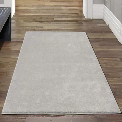 Obrázek produktu pro Koberec stříbrný hladký moderní měkký elegantní obývací styl velikost - 60 x 110 cm
